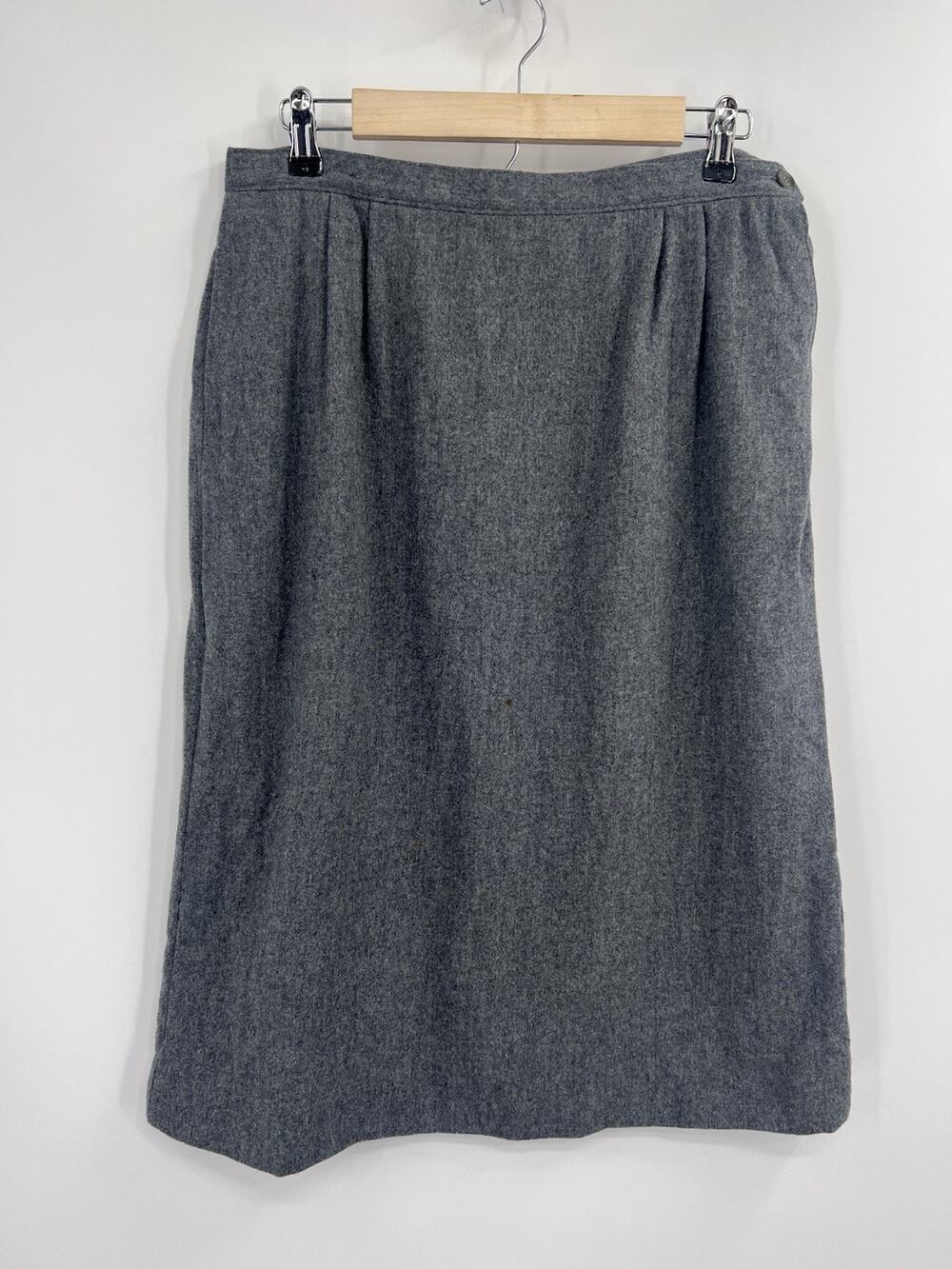 VTG Pendleton Grey Wool Pencil Skirt Classic Size 14 Preppy